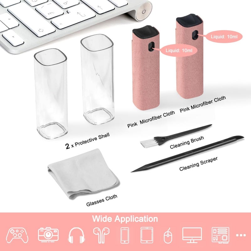 walrfid 2 Pack Screen Cleaner Spray and Wipe, Computer Laptop Cleaning Kit for Electronic iPad, iPhone, Cellphone, Monitor, MacBook Pro, Car Display, Tablet, TV Flat Screens, Pink - Image 2